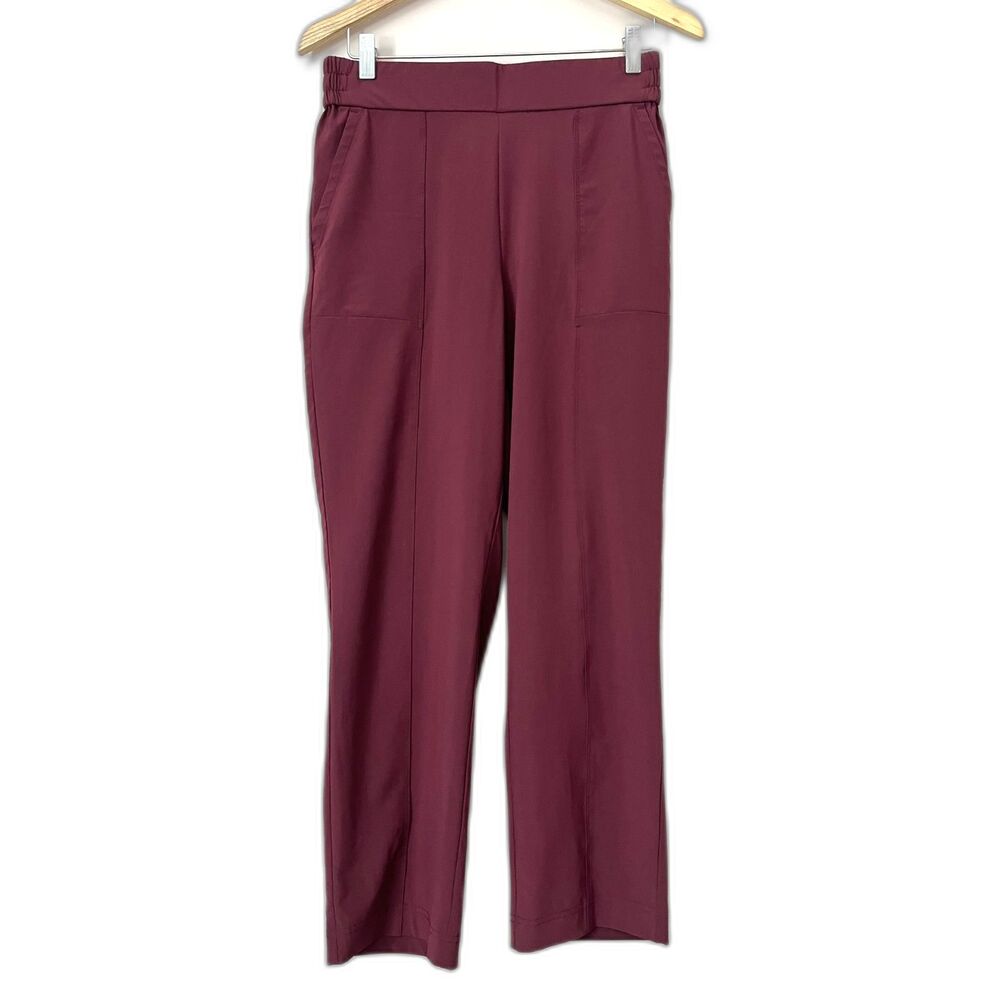 Lou & Grey Wanderweave Straight Leg Ankle Pant Medium Burgundy Travel Stretch - Picture 2 of 11